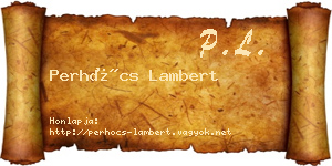 Perhócs Lambert névjegykártya
